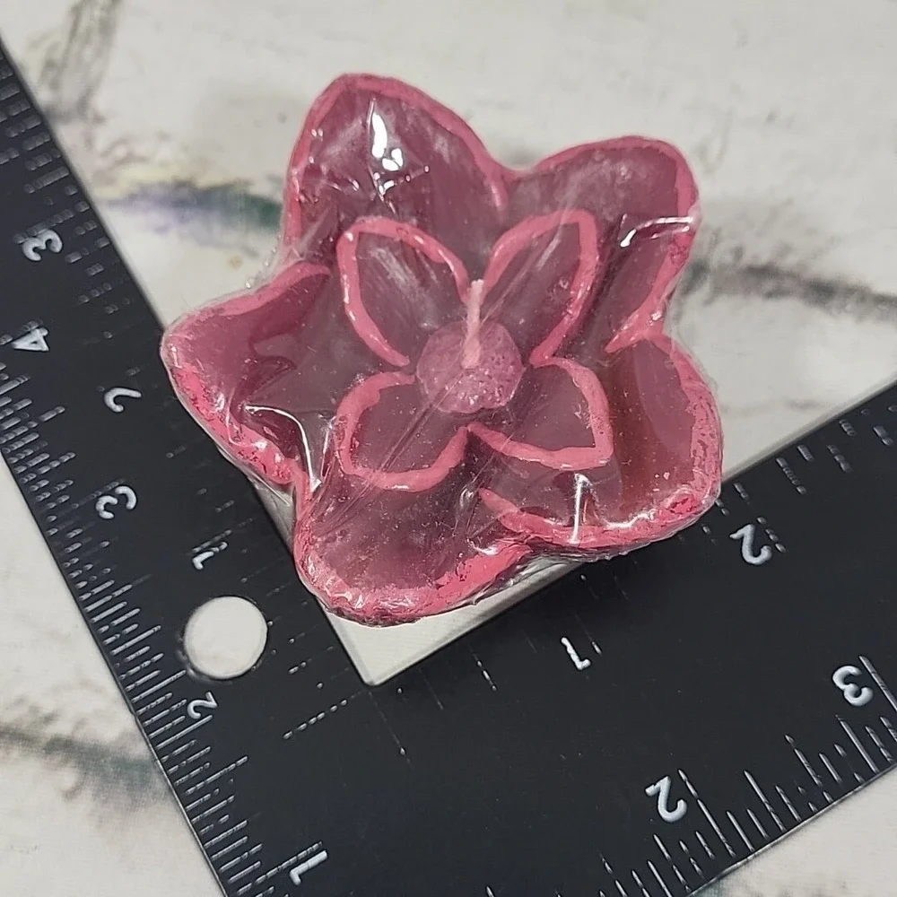 Vintage Floating‎ Candles Maroon 3D Figural Wax Flowers Lot Of 5 Sealed